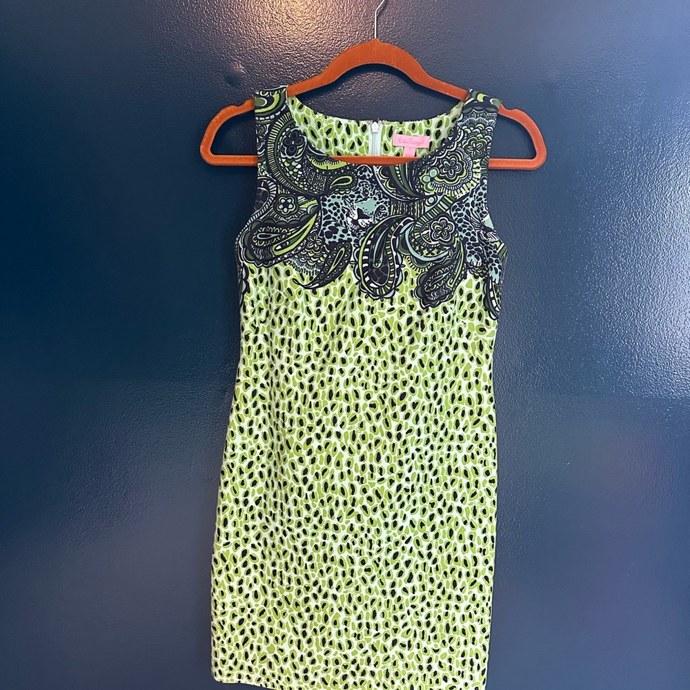 Lilly Pulitzer Lime and Black Paisley Dress